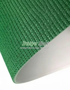 Yeşil tırtıklı PVC konveyör bant kaymaz yüzeyli
