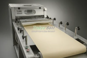 Baston makinesi için hamur üretimine uygun krem renkli konveyör bant
